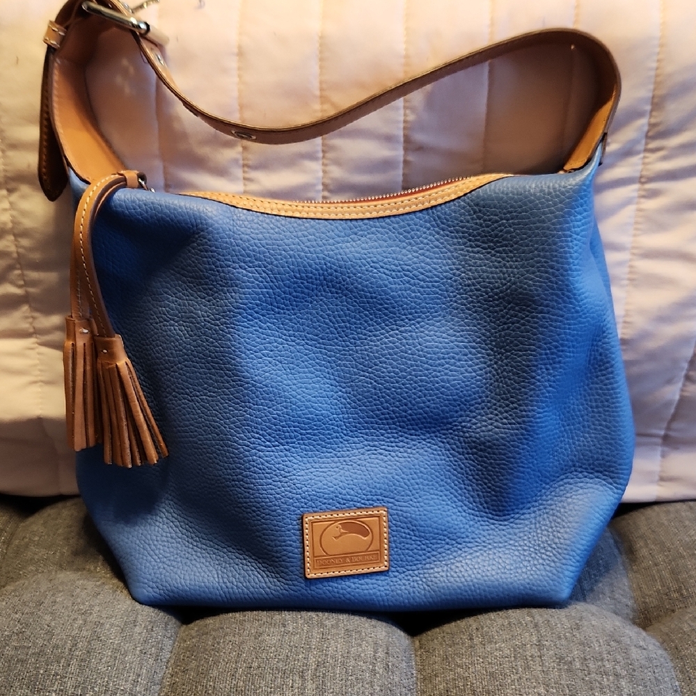 Dooney & Bourke Sky Blue Hobo Bag with Brown Details